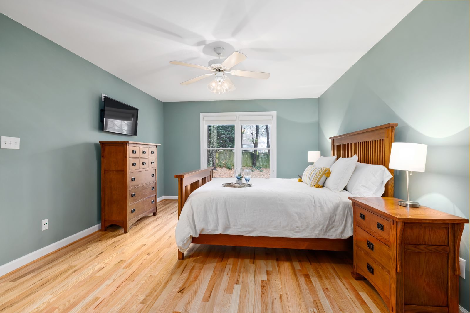 Finished ground-floor bedroom in a converted garage