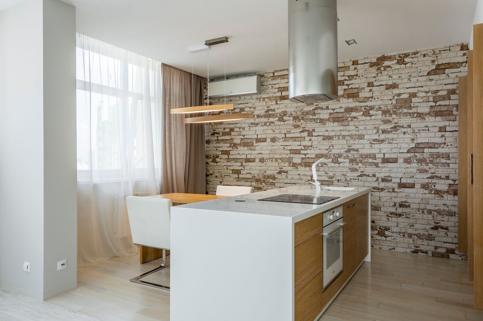 Open-plan kitchen diner created by converting an adjoining garage